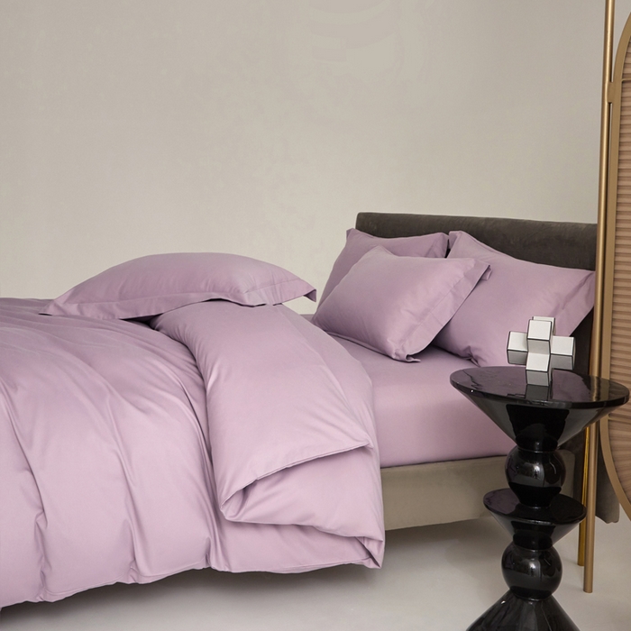 91家纺网 家纺一手货源 找家纺 柔觉家纺 新款50*50双股长绒棉纯色磨毛四件套 蔷薇紫