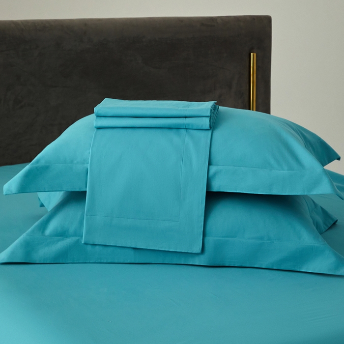 91家纺网 家纺一手货源 找家纺 柔觉家纺 新款50*50双股长绒棉纯色磨毛四件套 迈阿密兰