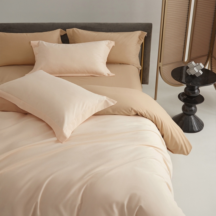 91家纺网 家纺一手货源 找家纺 柔觉家纺 新款50*50双股长绒棉纯色磨毛四件套 香草色-奶酪黄