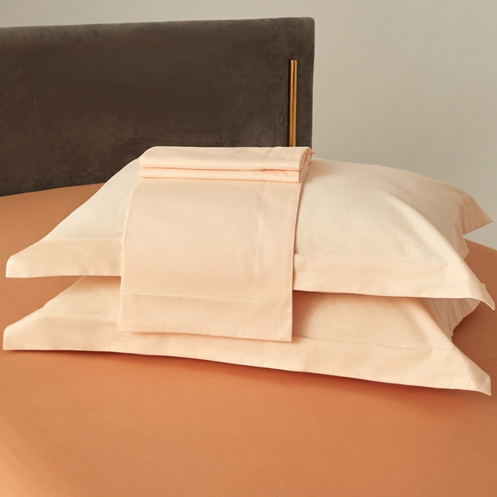 91家纺网 家纺一手货源 找家纺 柔觉家纺 新款50*50双股长绒棉纯色磨毛四件套 香草色-甜蜜橘