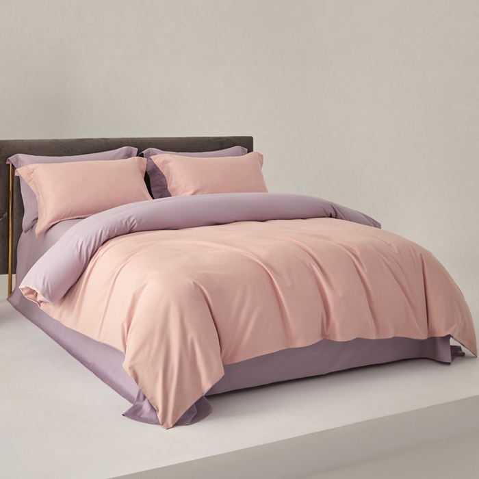 91家纺网 家纺一手货源 找家纺 柔觉家纺 新款50*50双股长绒棉纯色磨毛四件套 粉豆沙-蔷薇紫