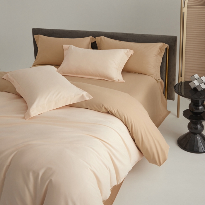 91家纺网 家纺一手货源 找家纺 柔觉家纺 新款50*50双股长绒棉纯色磨毛四件套 香草色-奶酪黄