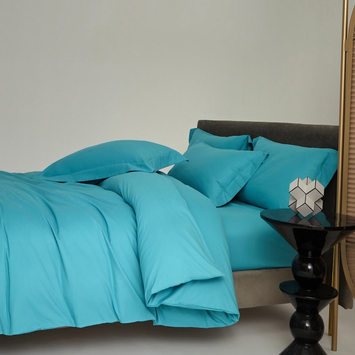 91家纺网 家纺一手货源 找家纺 柔觉家纺 新款50*50双股长绒棉纯色磨毛四件套 迈阿密兰