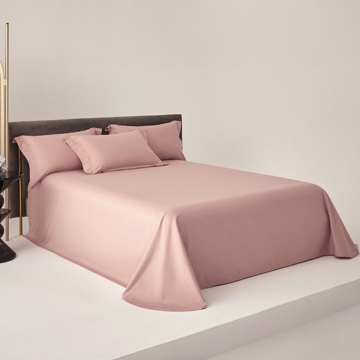 91家纺网 家纺一手货源 找家纺 柔觉家纺 新款50*50双股长绒棉纯色磨毛四件套 海棠色