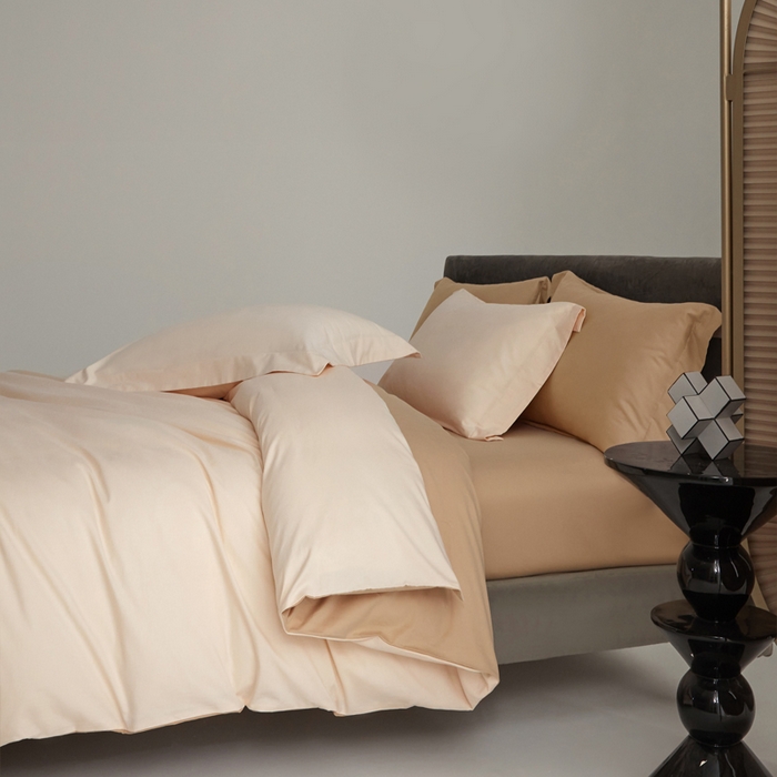 91家纺网 家纺一手货源 找家纺 柔觉家纺 新款50*50双股长绒棉纯色磨毛四件套 香草色-奶酪黄