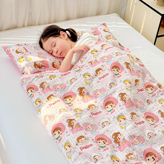 91家纺网 家纺一手货源 找家纺 十九色 2025新款亲肤舒适活套可拆全棉豆豆绒儿童睡袋防踢被 美味