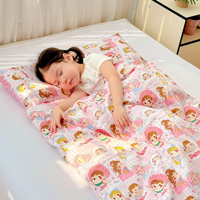 91家纺网 家纺一手货源 找家纺 十九色 2025新款亲肤舒适活套可拆全棉豆豆绒儿童睡袋防踢被 美味