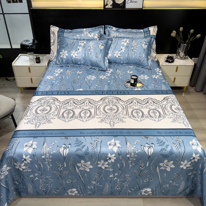 91家纺网 家纺一手货源 找家纺 梵克保罗 2025新款冰丝凉席床单款凉席三件套 观夏