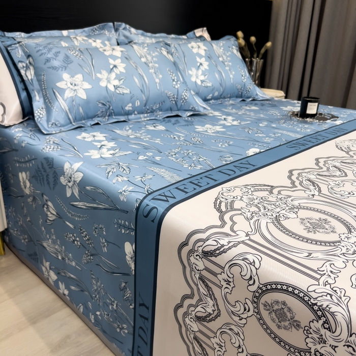 91家纺网 家纺一手货源 找家纺 梵克保罗 2025新款冰丝凉席床单款凉席三件套 观夏