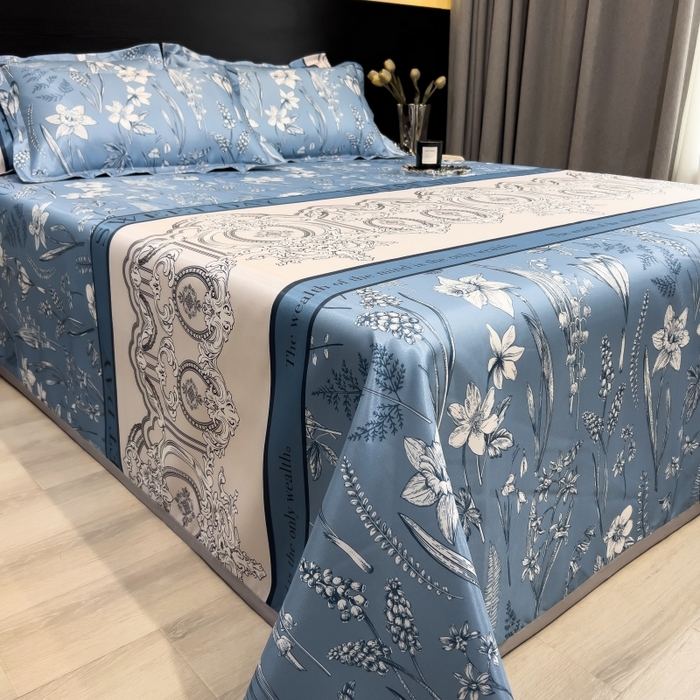 91家纺网 家纺一手货源 找家纺 梵克保罗 2025新款冰丝凉席床单款凉席三件套 观夏