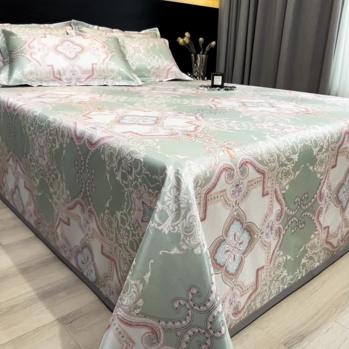 91家纺网 家纺一手货源 找家纺 梵克保罗 2025新款冰丝凉席床单款凉席三件套 卡罗拉