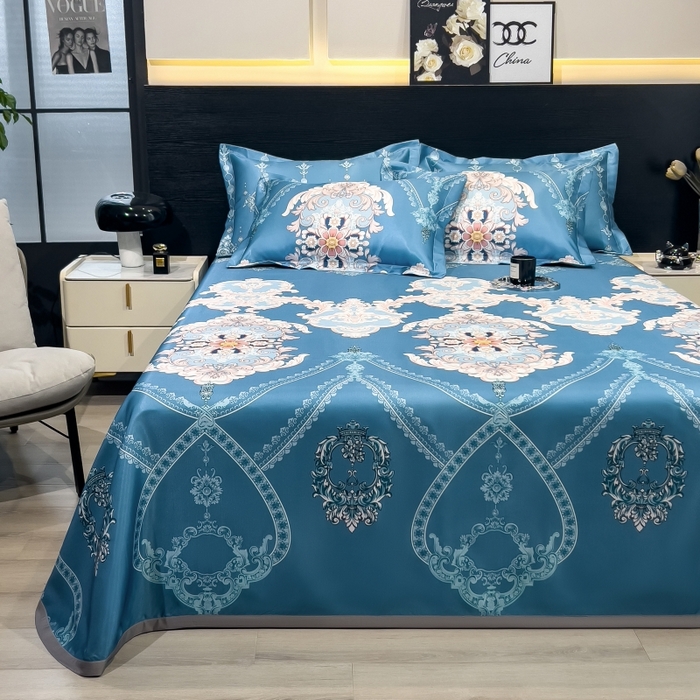 91家纺网 家纺一手货源 找家纺 梵克保罗 2025新款冰丝凉席床单款凉席三件套 卡米拉