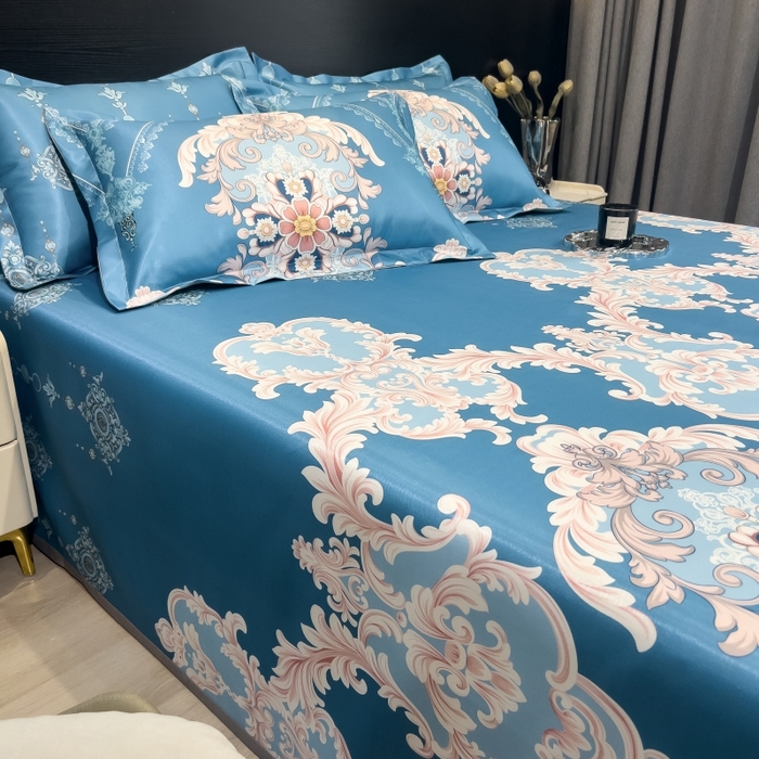 91家纺网 家纺一手货源 找家纺 梵克保罗 2025新款冰丝凉席床单款凉席三件套 卡米拉