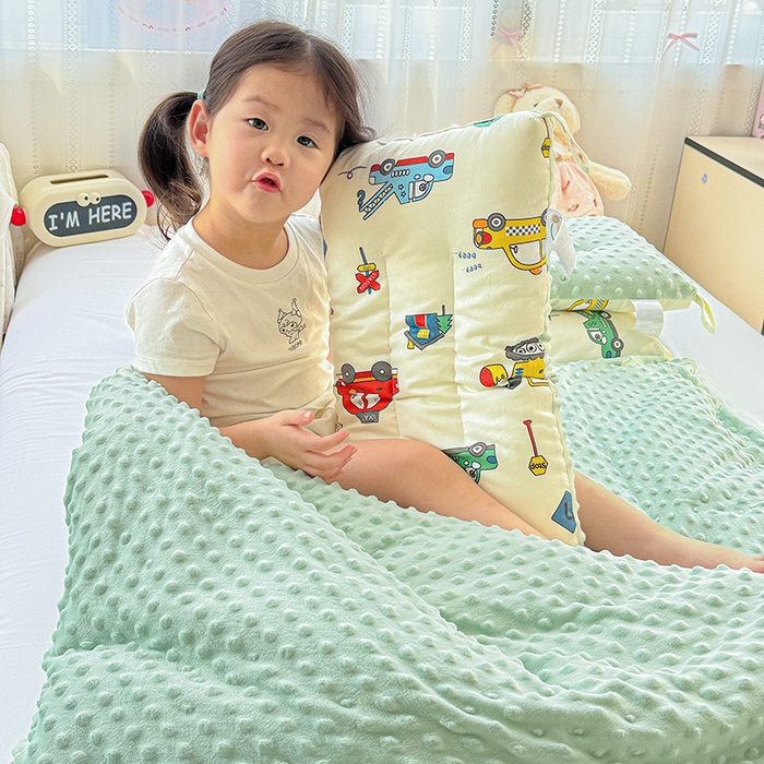 91家纺网 家纺一手货源 找家纺 十九色 2025新款亲肤舒适活套可拆全棉豆豆绒儿童睡袋防踢被 挖掘机