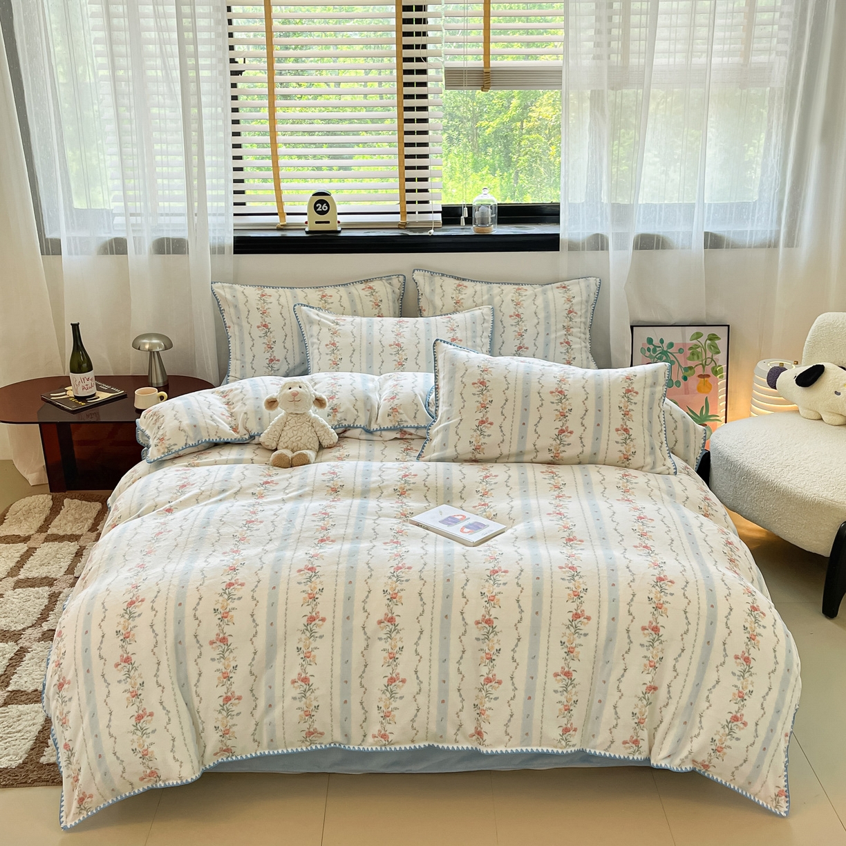 （总）如一 2025高克重牛奶绒印花三角针工艺四件套