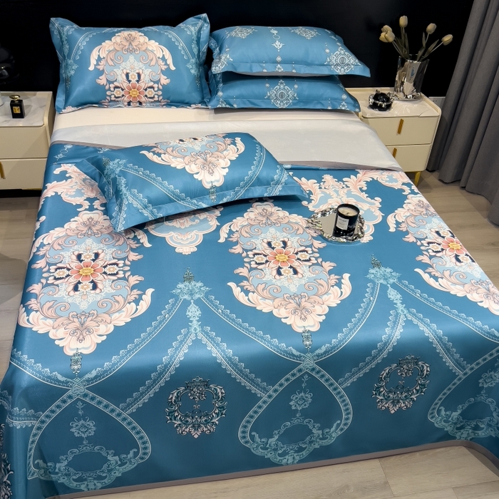 91家纺网 家纺一手货源 找家纺 梵克保罗 2025新款冰丝凉席床单款凉席三件套 卡米拉