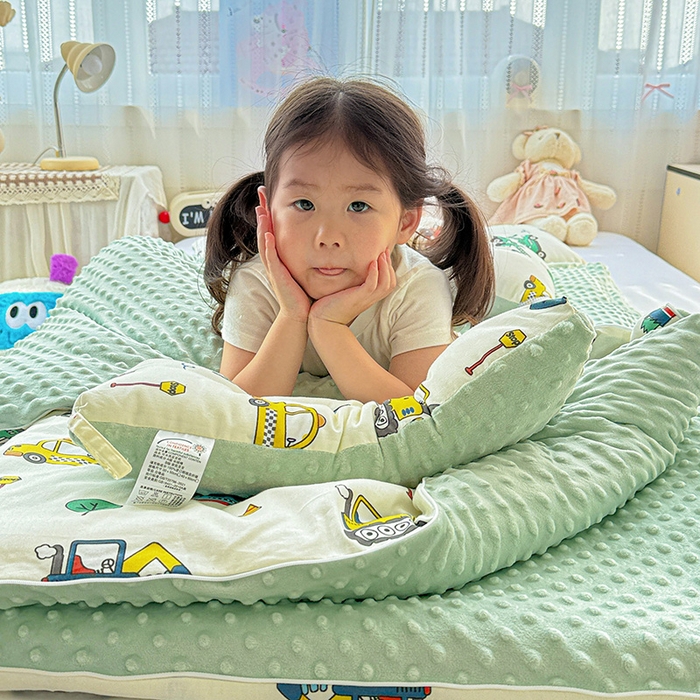 91家纺网 家纺一手货源 找家纺 十九色 2025新款亲肤舒适活套可拆全棉豆豆绒儿童睡袋防踢被 挖掘机