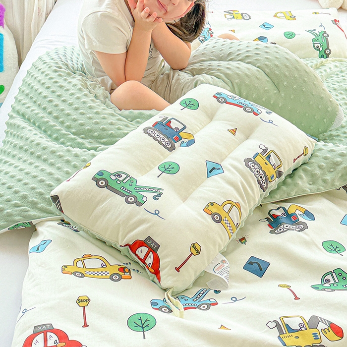 91家纺网 家纺一手货源 找家纺 十九色 2025新款亲肤舒适活套可拆全棉豆豆绒儿童睡袋防踢被 挖掘机