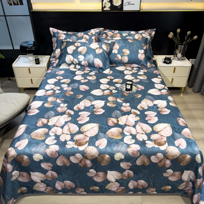 91家纺网 家纺一手货源 找家纺 梵克保罗 2025新款冰丝凉席床单款凉席三件套 绿意