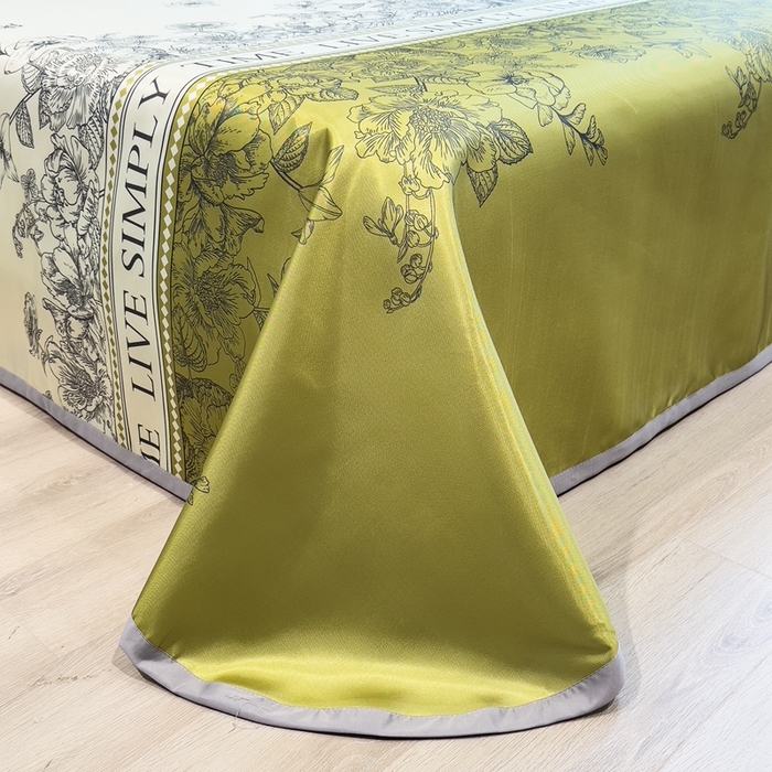 91家纺网 家纺一手货源 找家纺 梵克保罗 2025新款冰丝凉席床单款凉席三件套 绿玉薄荷