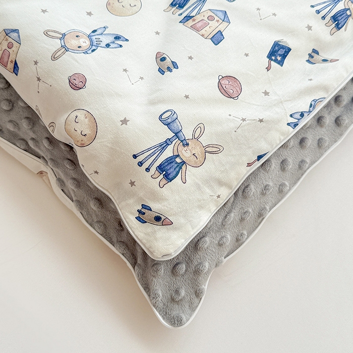 91家纺网 家纺一手货源 找家纺 十九色 2025新款亲肤舒适活套可拆全棉豆豆绒儿童睡袋防踢被 望远镜