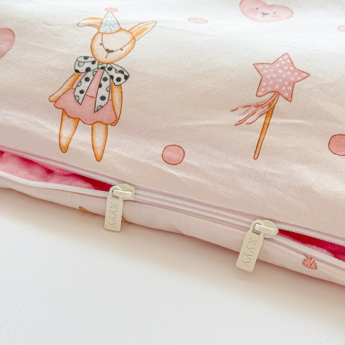 91家纺网 家纺一手货源 找家纺 十九色 2025新款亲肤舒适活套可拆全棉豆豆绒儿童睡袋防踢被 幸运兔