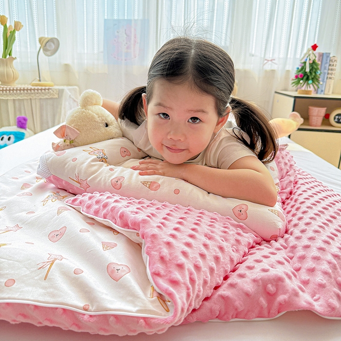 91家纺网 家纺一手货源 找家纺 十九色 2025新款亲肤舒适活套可拆全棉豆豆绒儿童睡袋防踢被 幸运兔