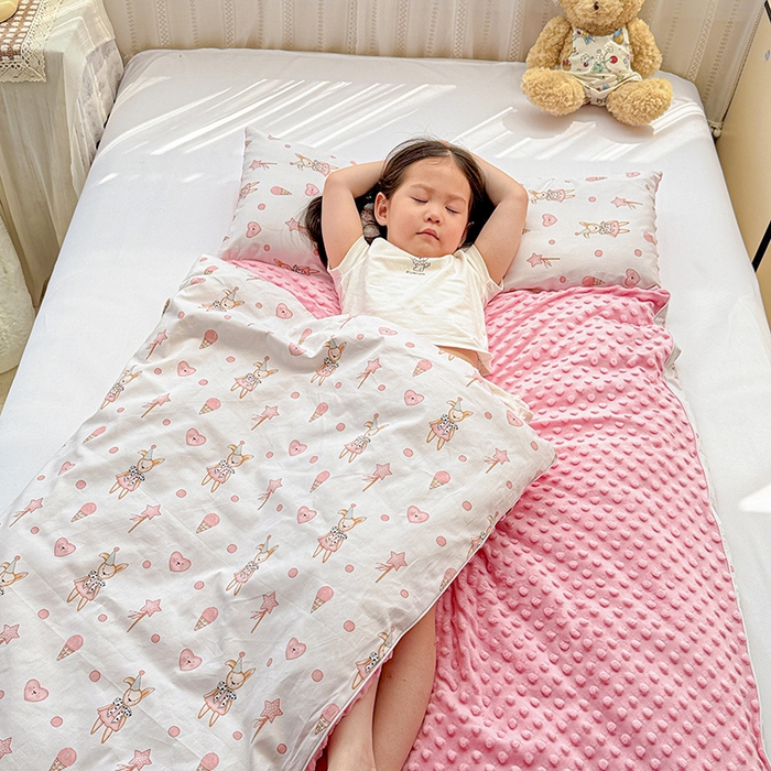 91家纺网 家纺一手货源 找家纺 十九色 2025新款亲肤舒适活套可拆全棉豆豆绒儿童睡袋防踢被 幸运兔