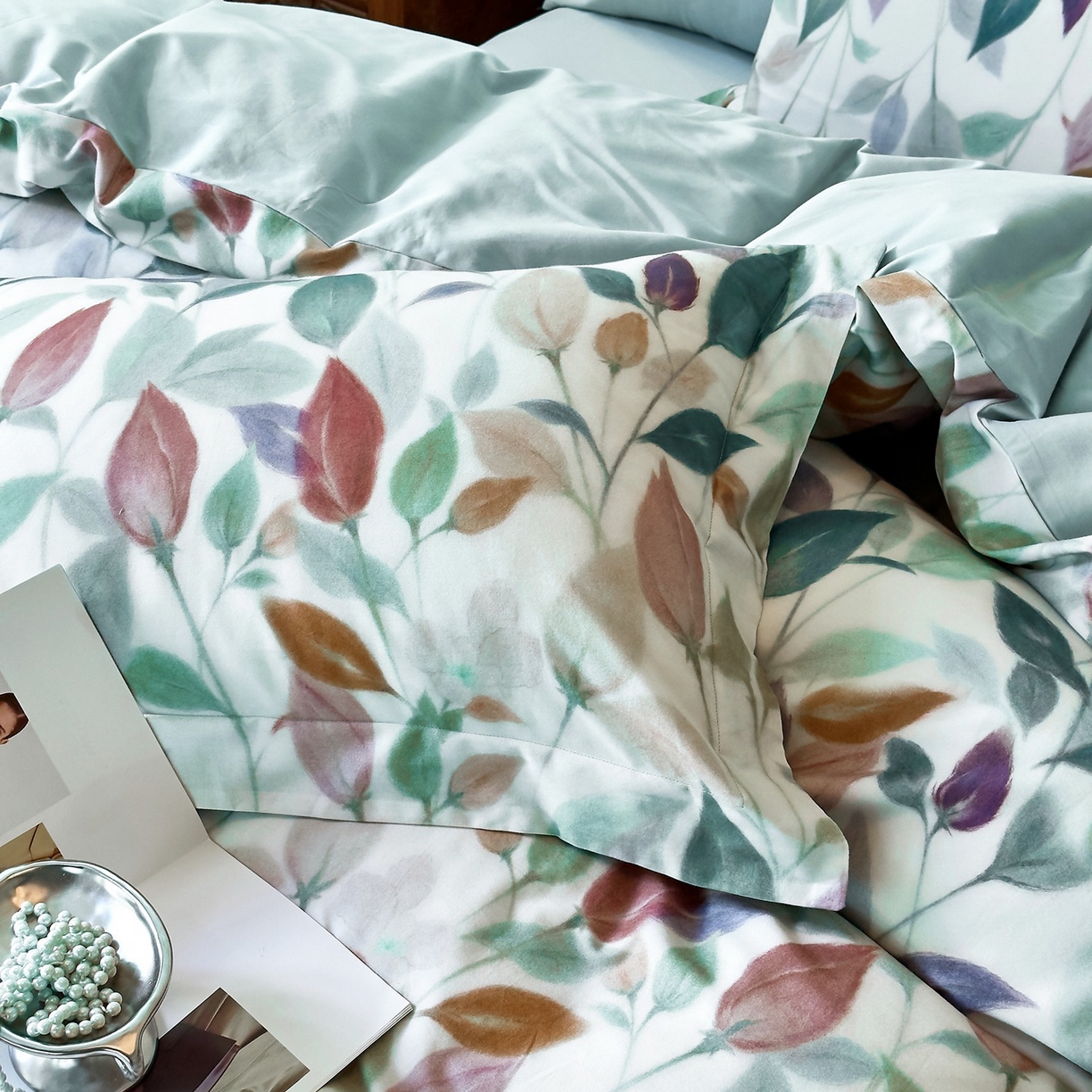 91家纺网 家纺一手货源 找家纺 由丽家纺 2025新款亲肤全棉纯棉磨毛印加绣四件套 景秋-绿