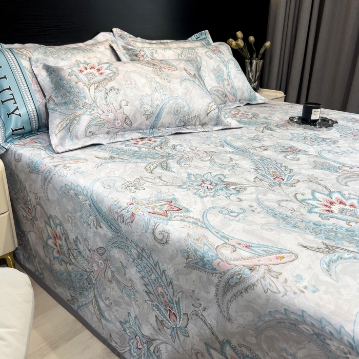 91家纺网 家纺一手货源 找家纺 梵克保罗 2025新款冰丝凉席床单款凉席三件套 洛丽塔