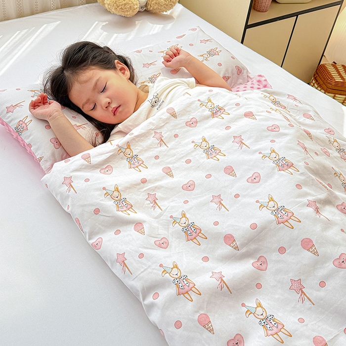 91家纺网 家纺一手货源 找家纺 十九色 2025新款亲肤舒适活套可拆全棉豆豆绒儿童睡袋防踢被 幸运兔