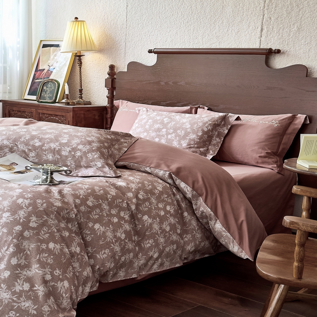 91家纺网 家纺一手货源 找家纺 由丽家纺 2025新款亲肤全棉纯棉磨毛印加绣四件套 兰序-桔