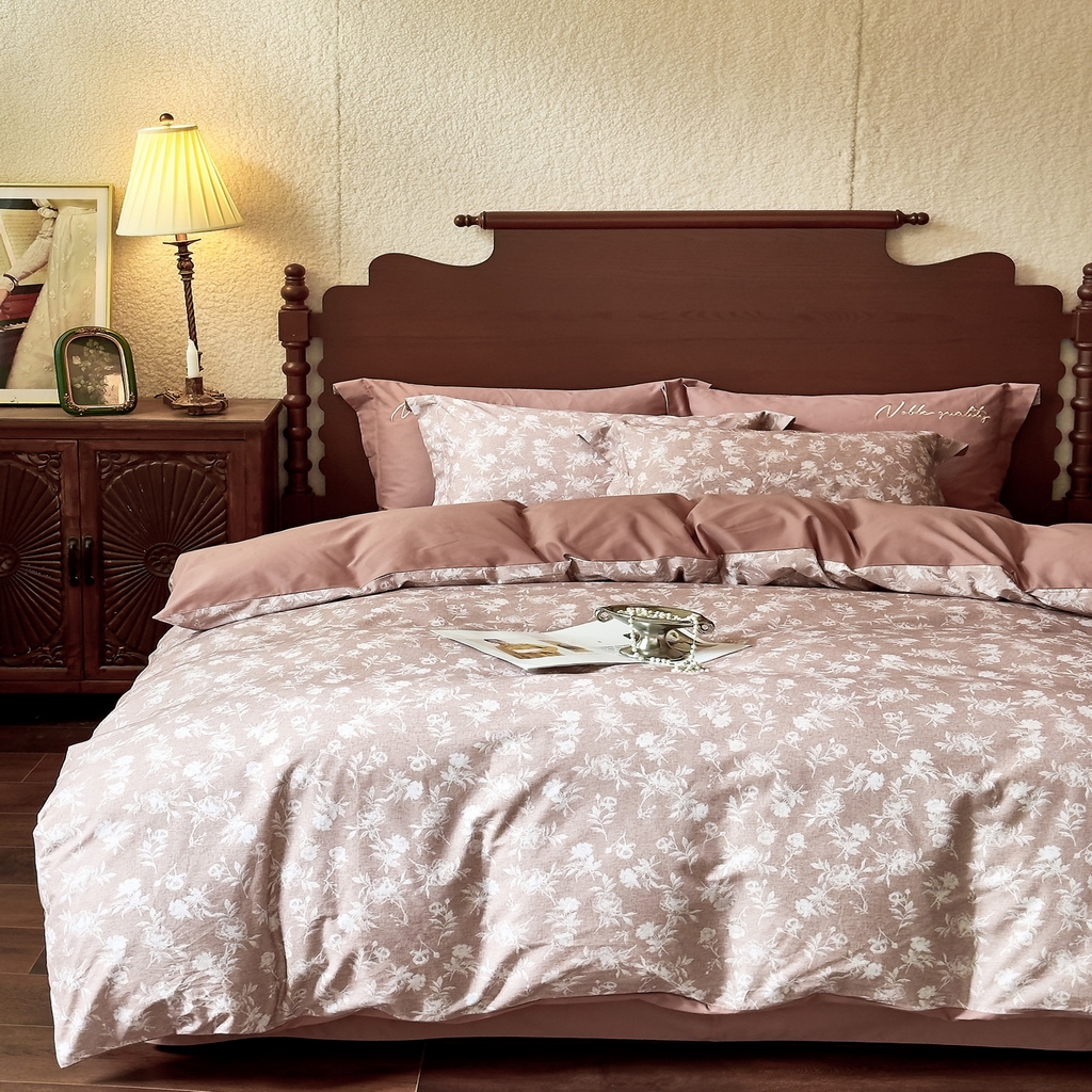 91家纺网 家纺一手货源 找家纺 由丽家纺 2025新款亲肤全棉纯棉磨毛印加绣四件套 兰序-桔