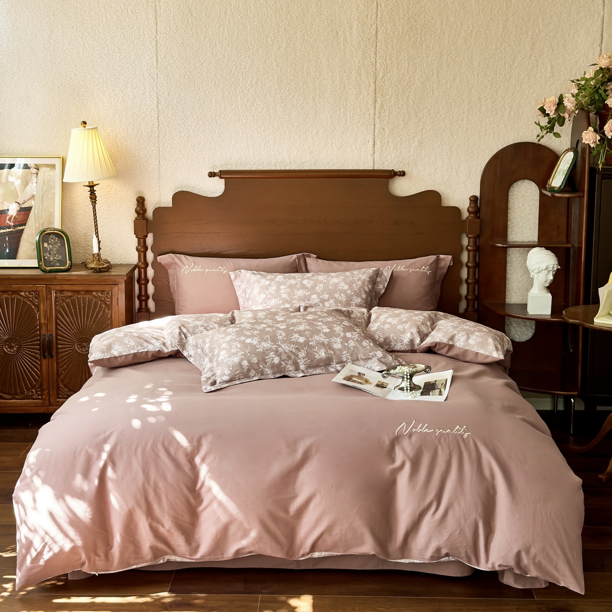 91家纺网 家纺一手货源 找家纺 由丽家纺 2025新款亲肤全棉纯棉磨毛印加绣四件套 兰序-桔