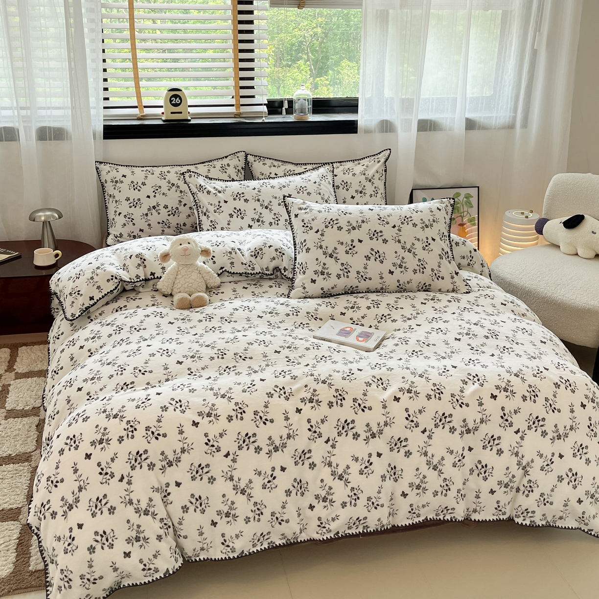 91家纺网 家纺一手货源 找家纺 如一 2025高克重牛奶绒印花三角针工艺四件套 楼兰