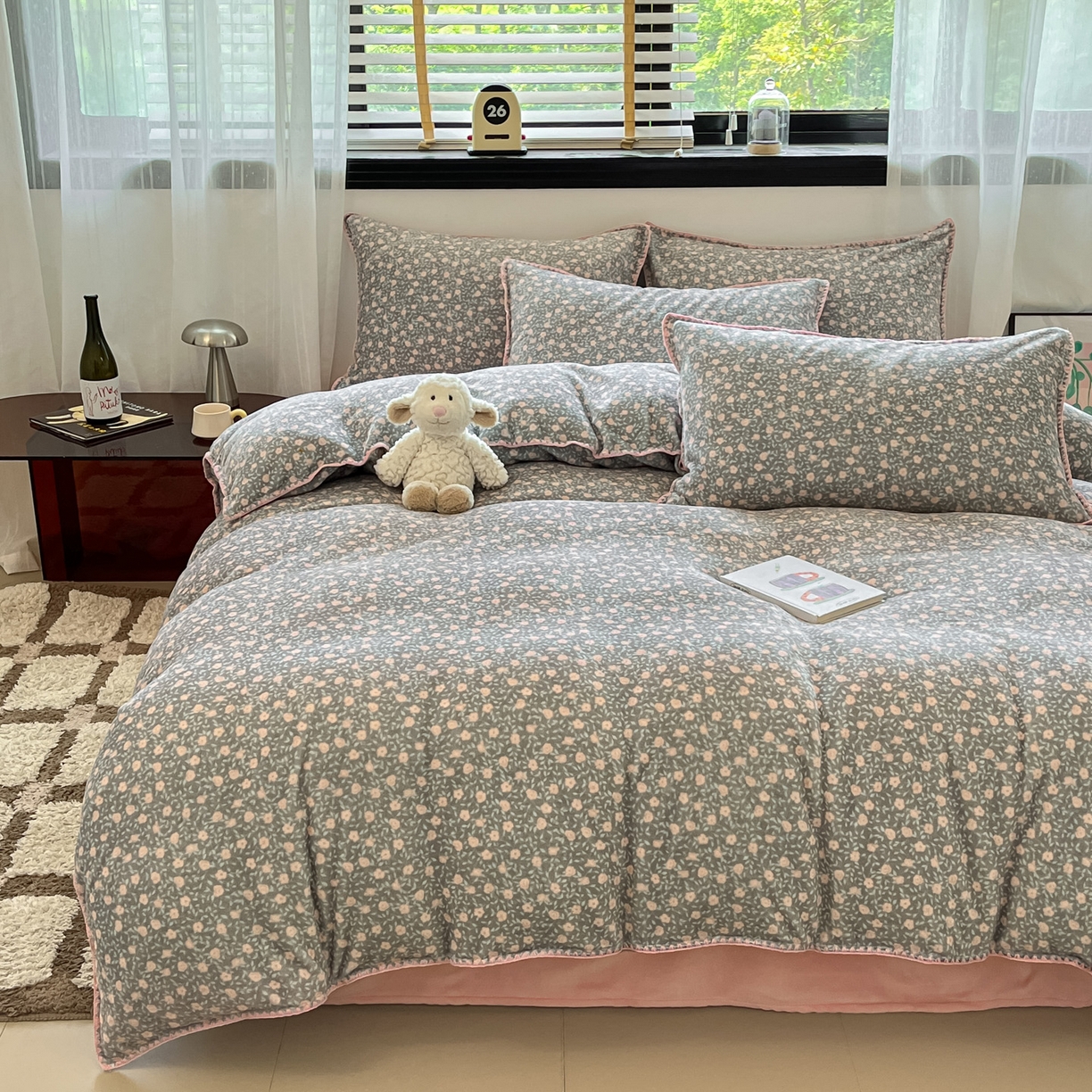 91家纺网 家纺一手货源 找家纺 如一 2025高克重牛奶绒印花三角针工艺四件套 芒种