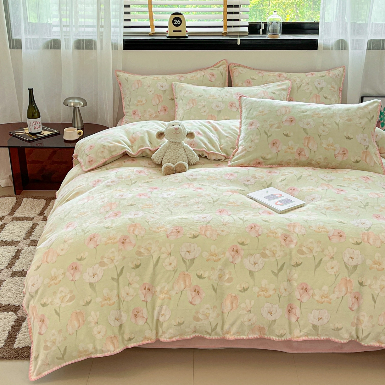 91家纺网 家纺一手货源 找家纺 如一 2025高克重牛奶绒印花三角针工艺四件套 清欢