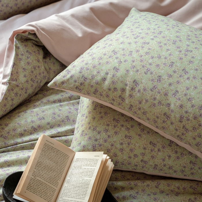 91家纺网 家纺一手货源 找家纺 眷恋家纺 2025新款全棉贡缎磨毛数码印花四件套 珑葵-绿