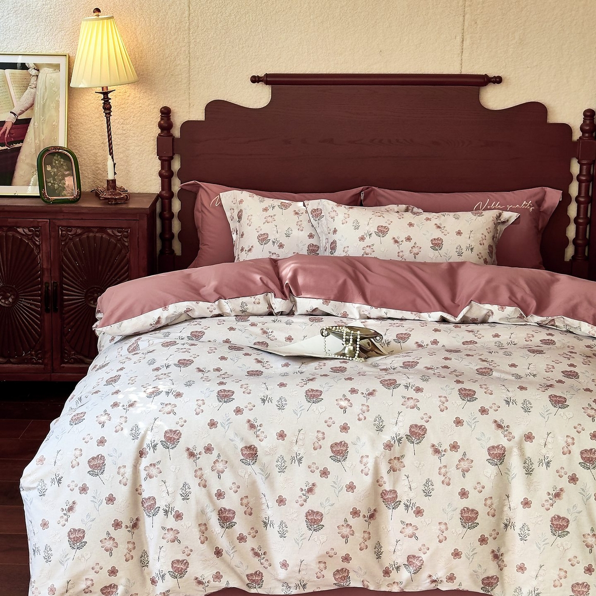 91家纺网 家纺一手货源 找家纺 由丽家纺 2025新款亲肤全棉纯棉磨毛印加绣四件套 沐风-咖