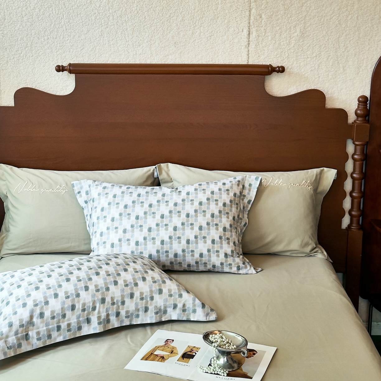 91家纺网 家纺一手货源 找家纺 由丽家纺 2025新款亲肤全棉纯棉磨毛印加绣四件套 随感-绿