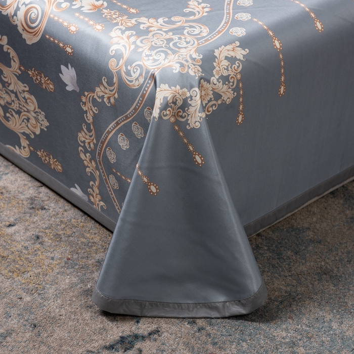 91家纺网 家纺一手货源 找家纺 梵克保罗 2025新款冰丝凉席床单款凉席三件套 落英缤纷-灰