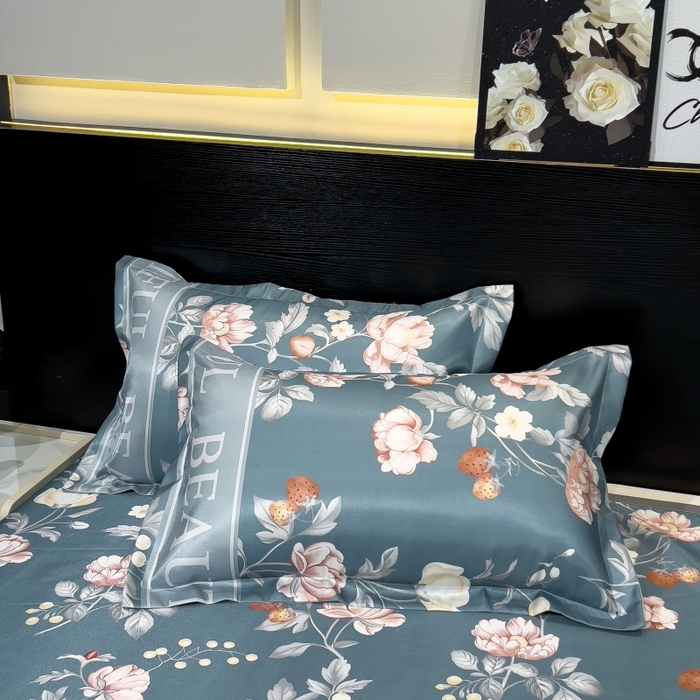 91家纺网 家纺一手货源 找家纺 梵克保罗 2025新款冰丝凉席床单款凉席三件套 蜜桃花