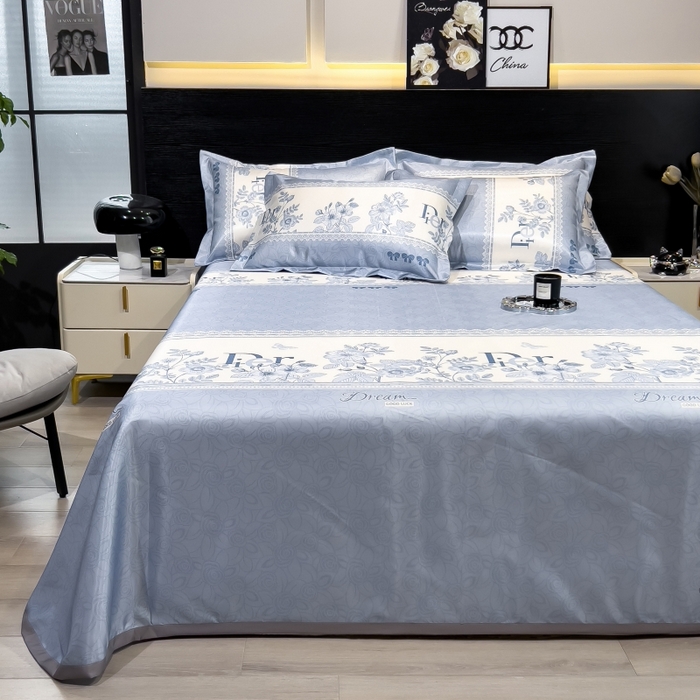 91家纺网 家纺一手货源 找家纺 梵克保罗 2025新款冰丝凉席床单款凉席三件套 凝光