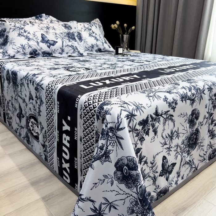 91家纺网 家纺一手货源 找家纺 梵克保罗 2025新款冰丝凉席床单款凉席三件套 凝夜