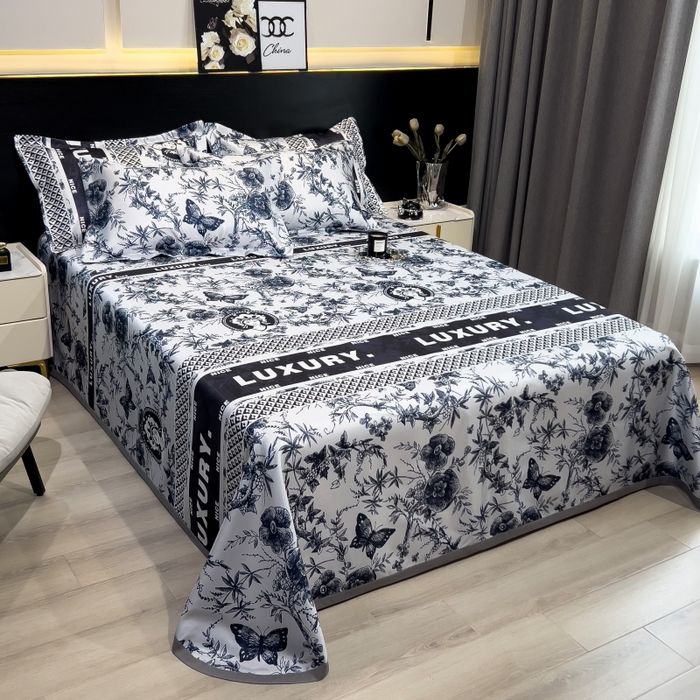 91家纺网 家纺一手货源 找家纺 梵克保罗 2025新款冰丝凉席床单款凉席三件套 凝夜