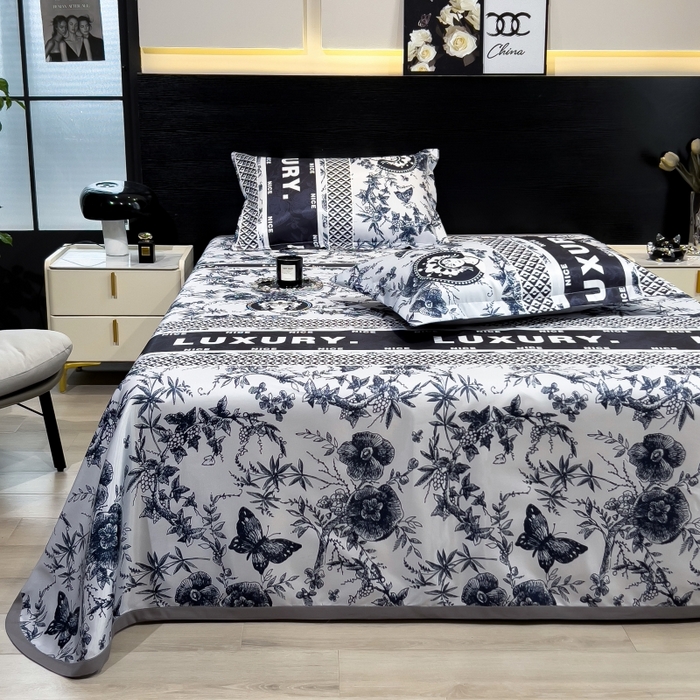 91家纺网 家纺一手货源 找家纺 梵克保罗 2025新款冰丝凉席床单款凉席三件套 凝夜