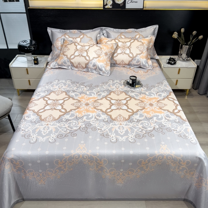 91家纺网 家纺一手货源 找家纺 梵克保罗 2025新款冰丝凉席床单款凉席三件套 欧诺拉