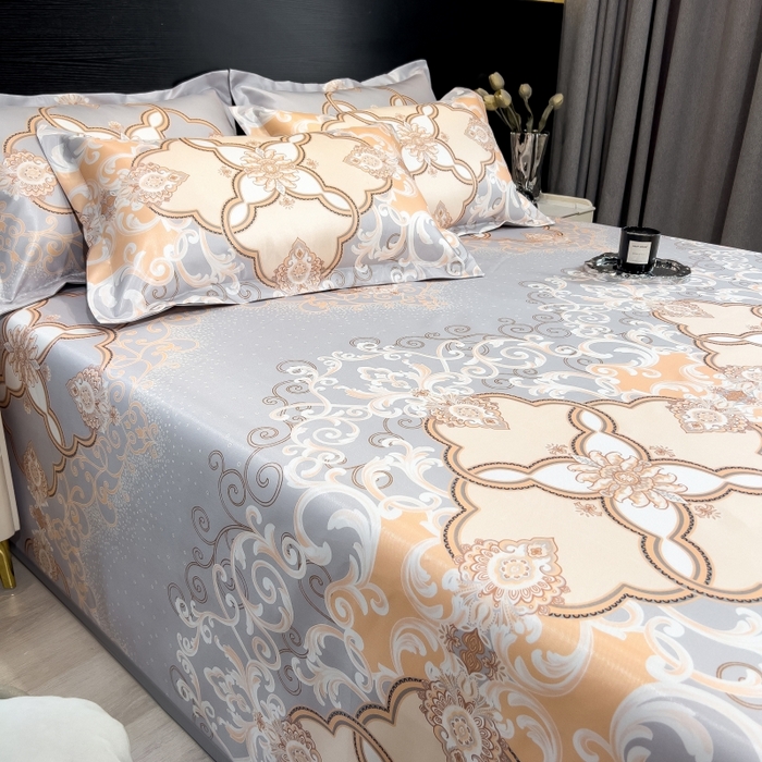 91家纺网 家纺一手货源 找家纺 梵克保罗 2025新款冰丝凉席床单款凉席三件套 欧诺拉