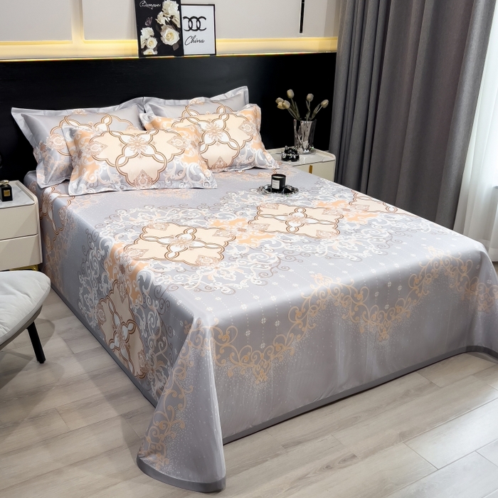 91家纺网 家纺一手货源 找家纺 梵克保罗 2025新款冰丝凉席床单款凉席三件套 欧诺拉