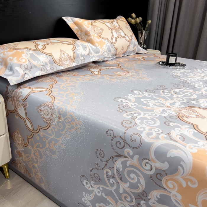 91家纺网 家纺一手货源 找家纺 梵克保罗 2025新款冰丝凉席床单款凉席三件套 欧诺拉